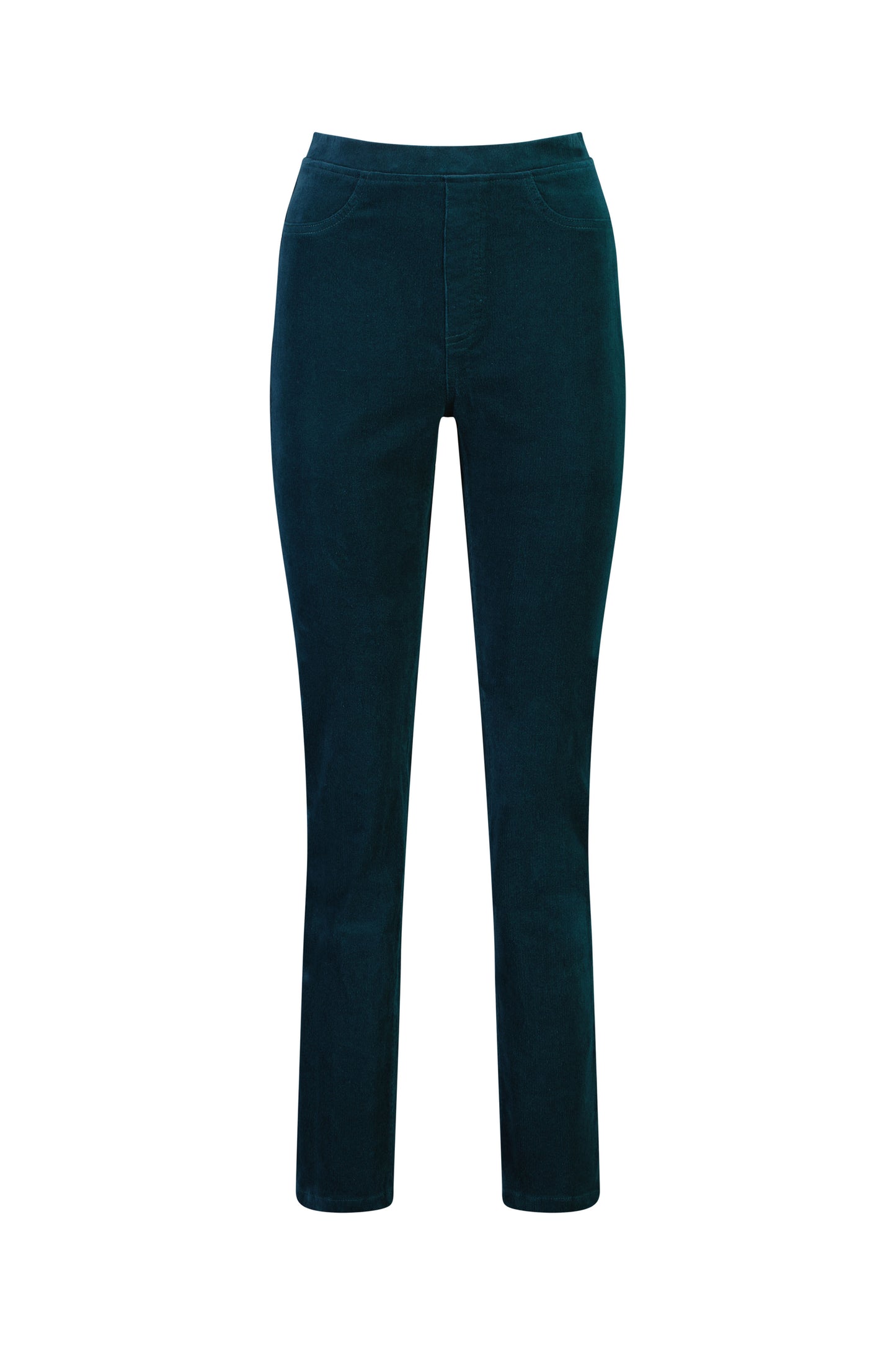 234M Peacock - Slim Leg Full Length Pinwale Cord Pull-On - Vassalli