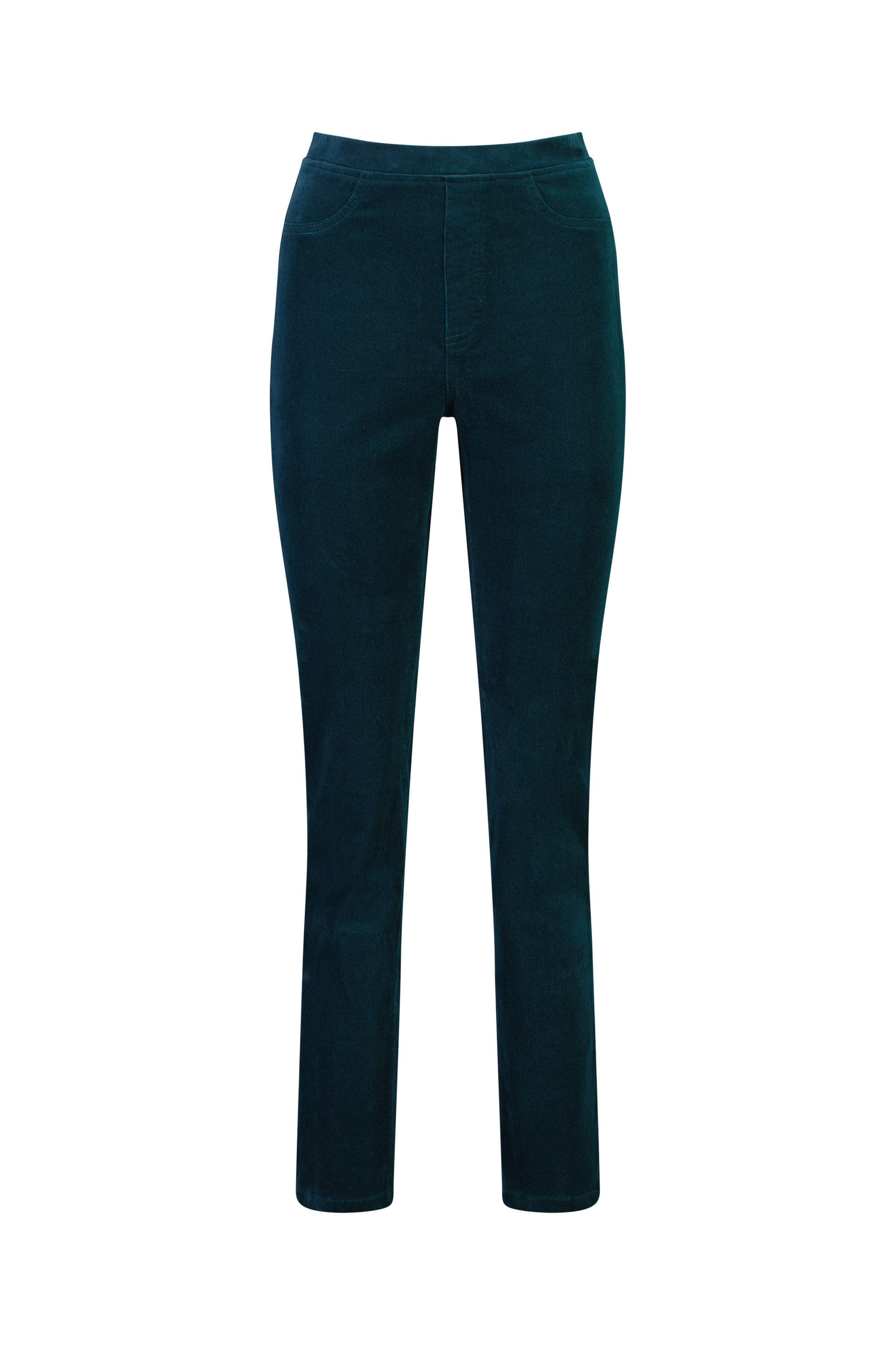 234M Peacock - Slim Leg Full Length Pinwale Cord Pull-On - Vassalli