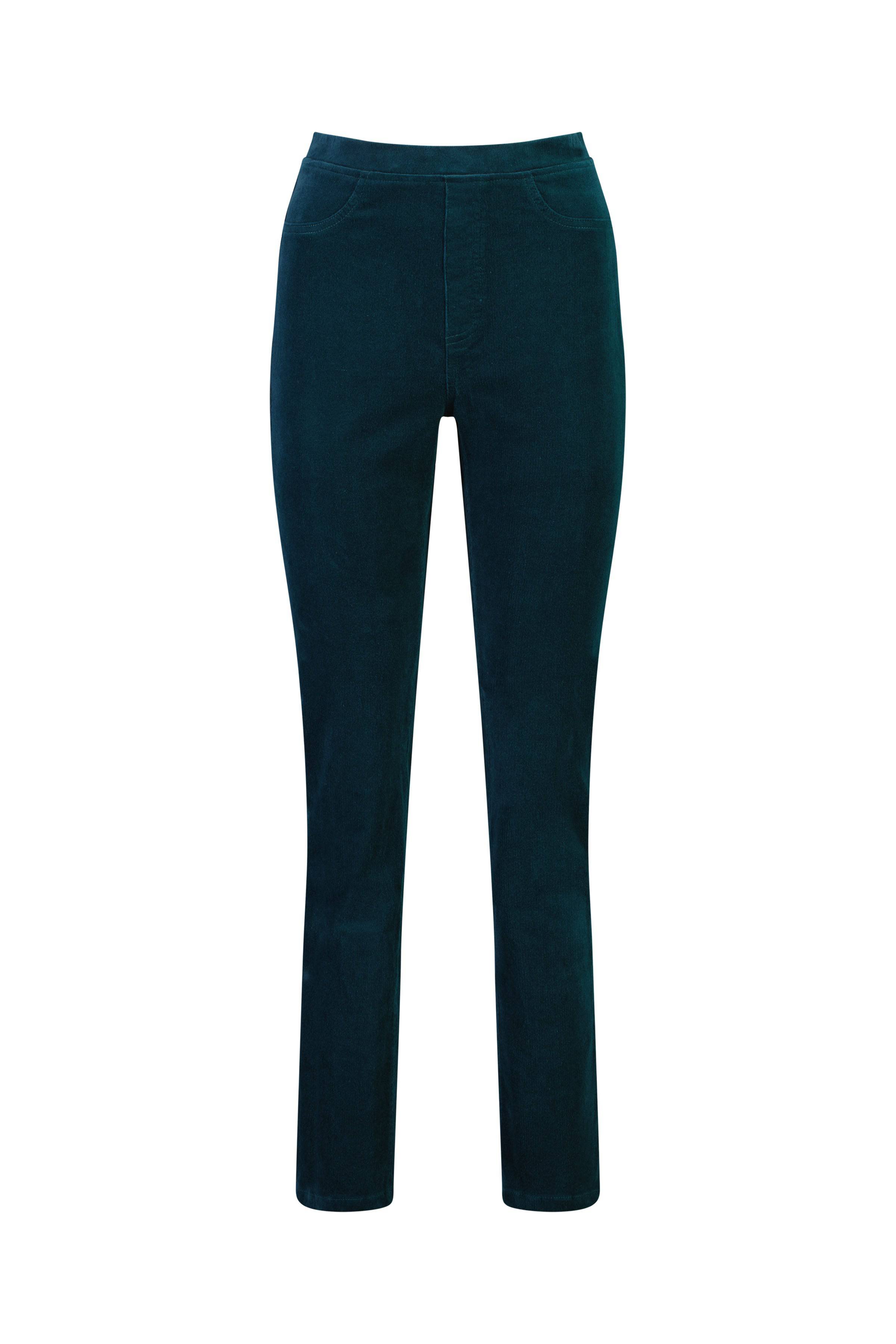 234M Peacock - Slim Leg Full Length Pinwale Cord Pull-On - Vassalli