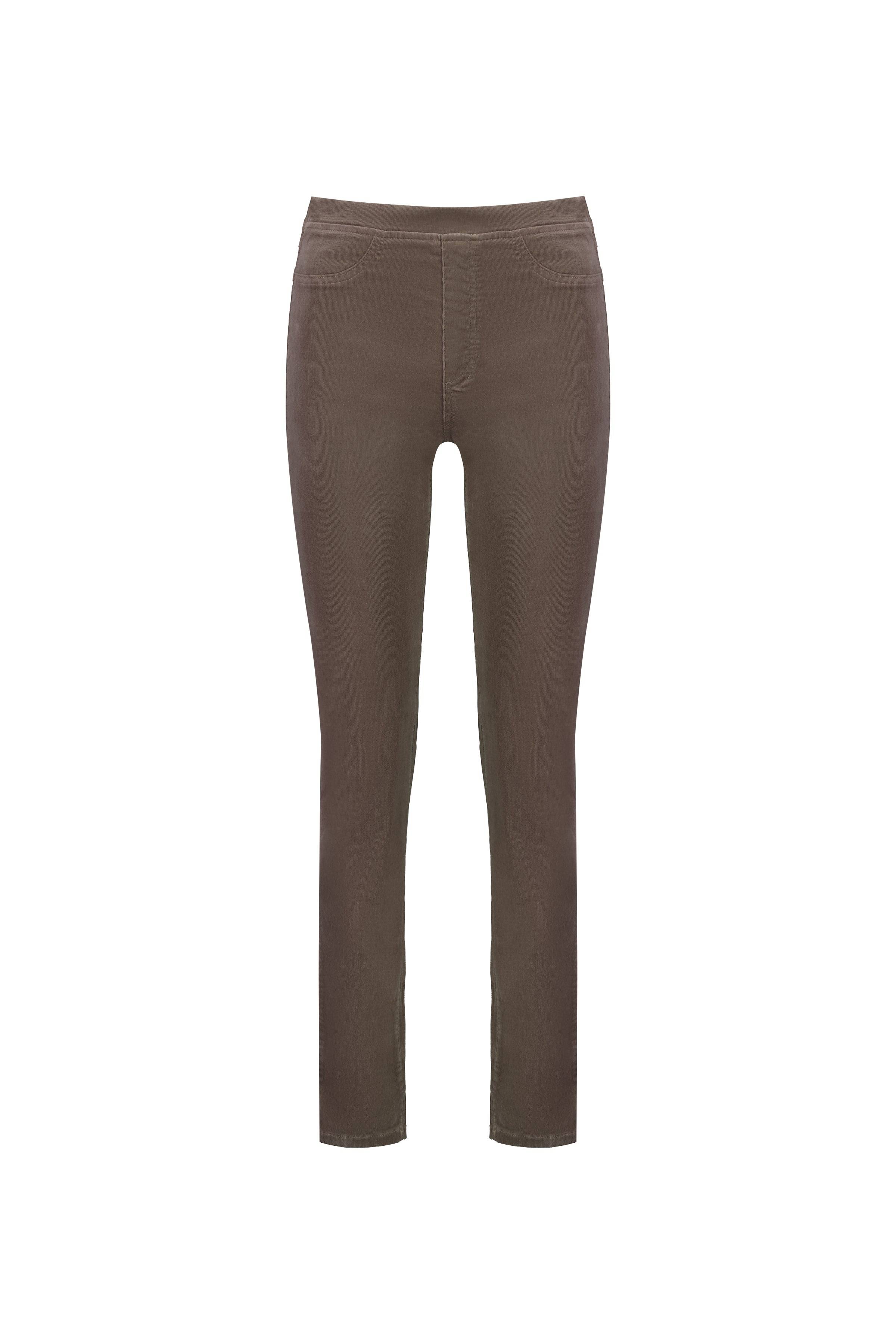 234M Taupe - Slim Leg Full Length Pinwale Cord Pull-On - Vassalli