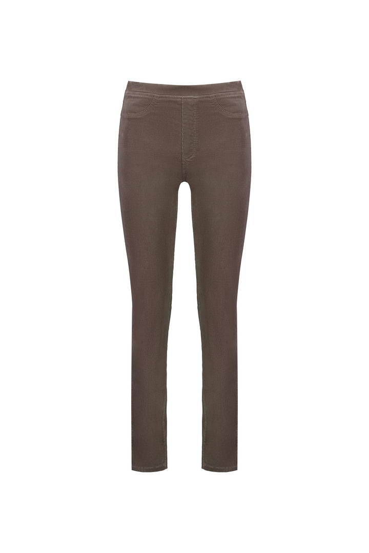 234M Taupe - Slim Leg Full Length Pinwale Cord Pull-On - Vassalli