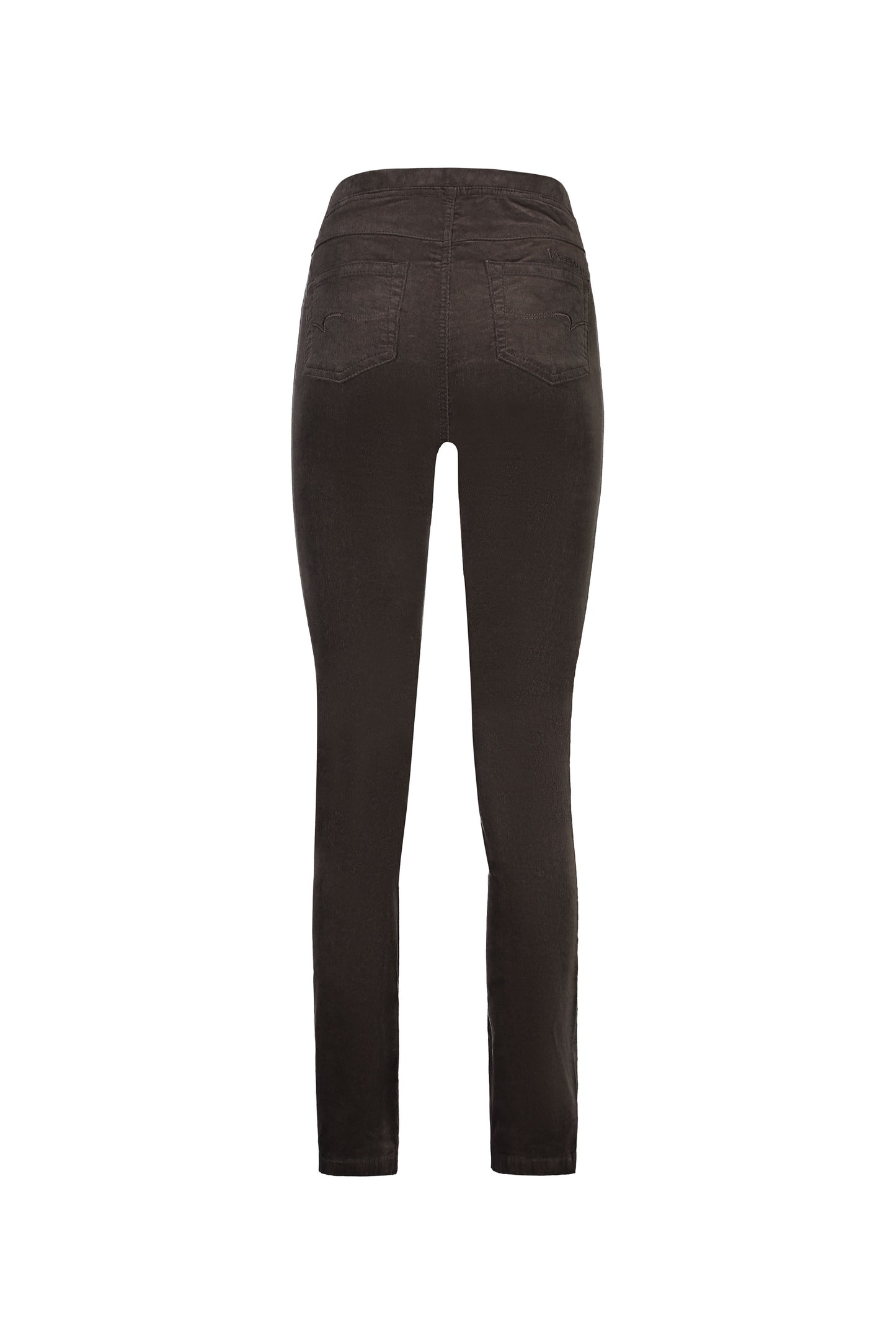 234M Walnut - Slim Leg Full Length Pinwale Cord Pull-On - Vassalli