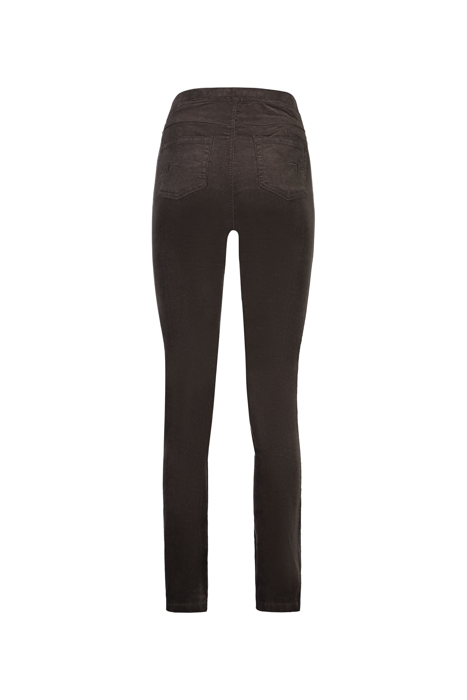 234M Walnut - Slim Leg Full Length Pinwale Cord Pull-On - Vassalli