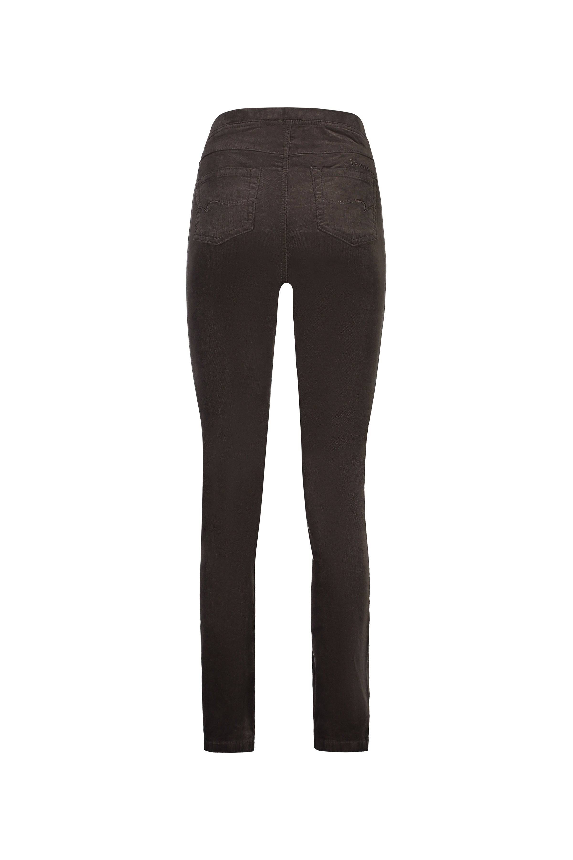 234M Walnut - Slim Leg Full Length Pinwale Cord Pull-On - Vassalli