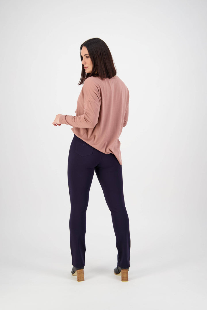 234 Navy - Slim Leg Full Length Ponti Pull-On - Vassalli