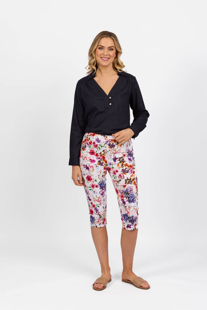 261LW Burst - Printed Skinny Leg 3/4 Length Lightweight Pull-On - Vassalli