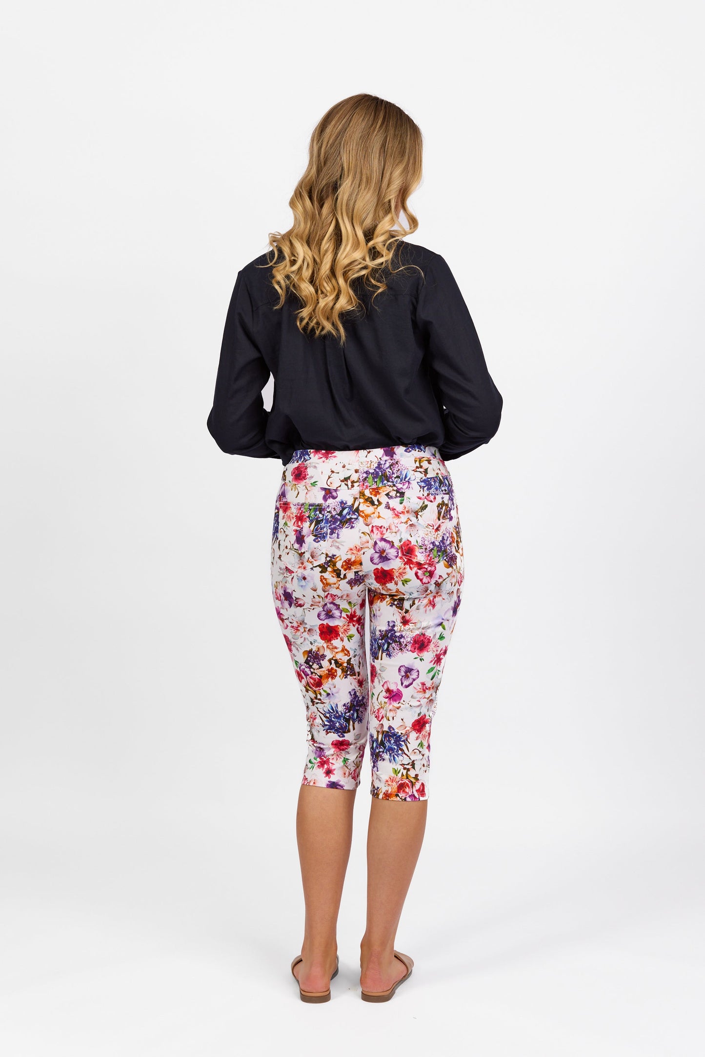 261LW Burst - Printed Skinny Leg 3/4 Length Lightweight Pull On
