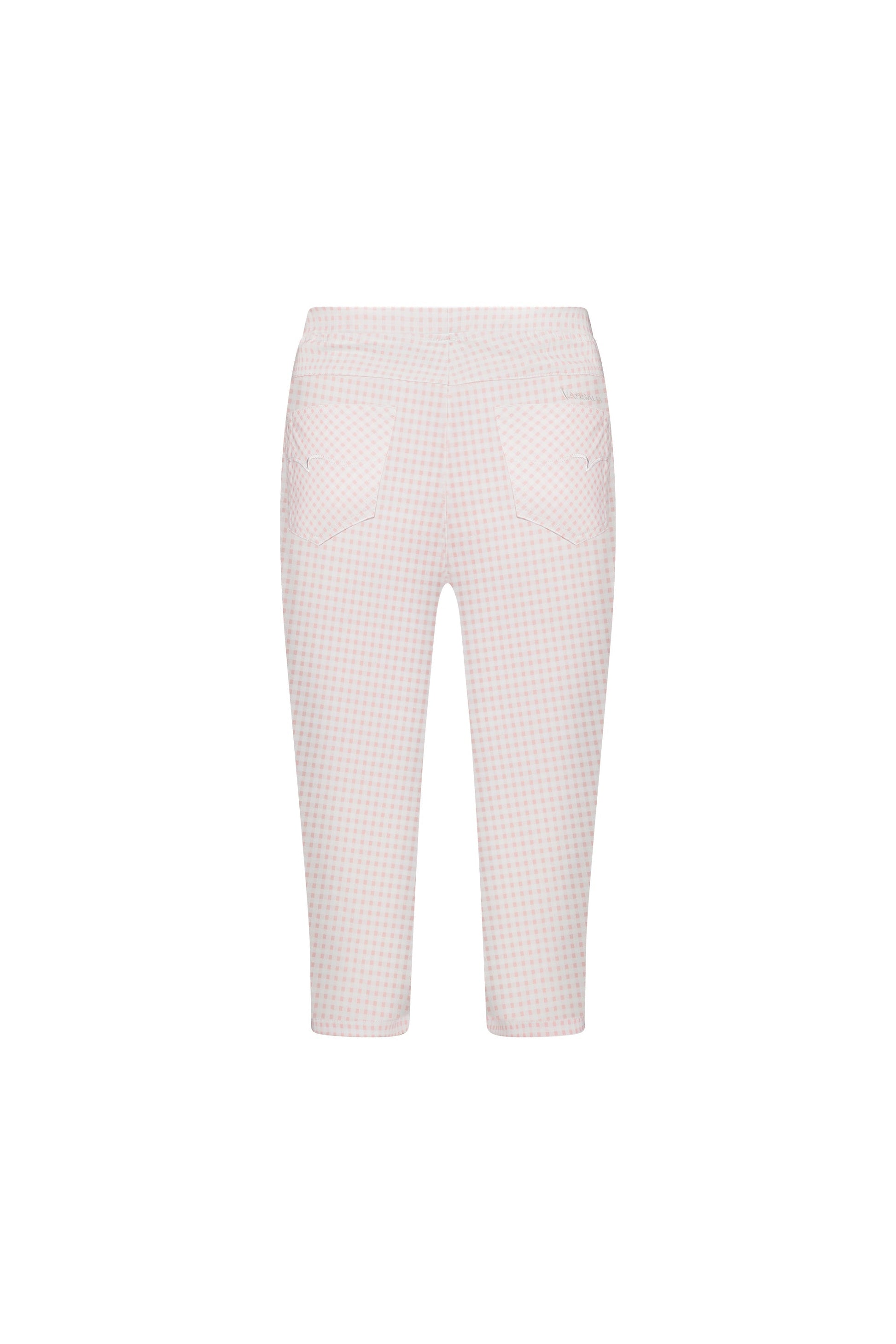 261LW Pink Gingham - Printed Skinny Leg 3/4 Length Lightweight Pull On - Vassalli