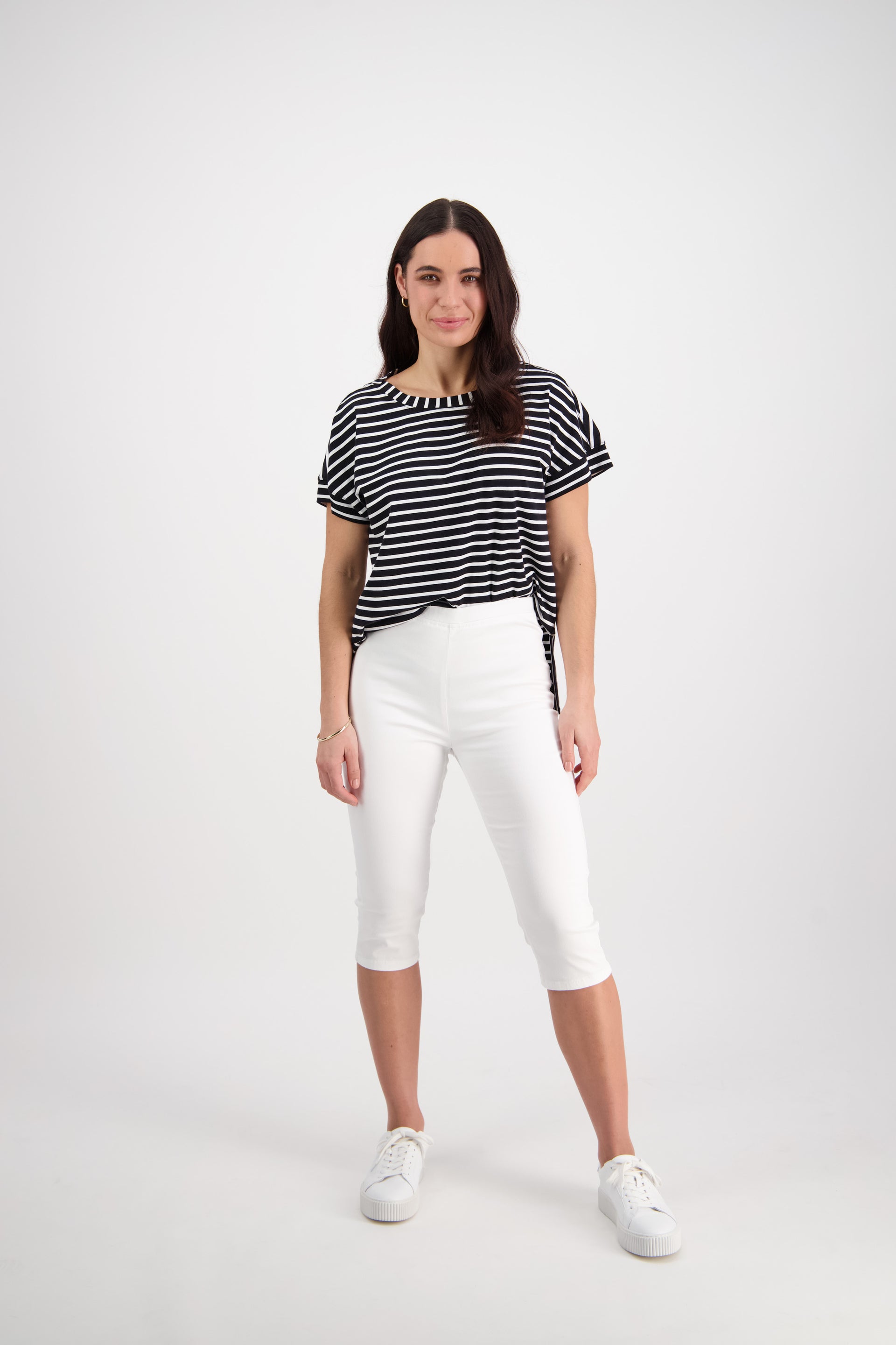 261LW White - Plain Skinny Leg 3/4 Length Lightweight Pull-On - Vassalli