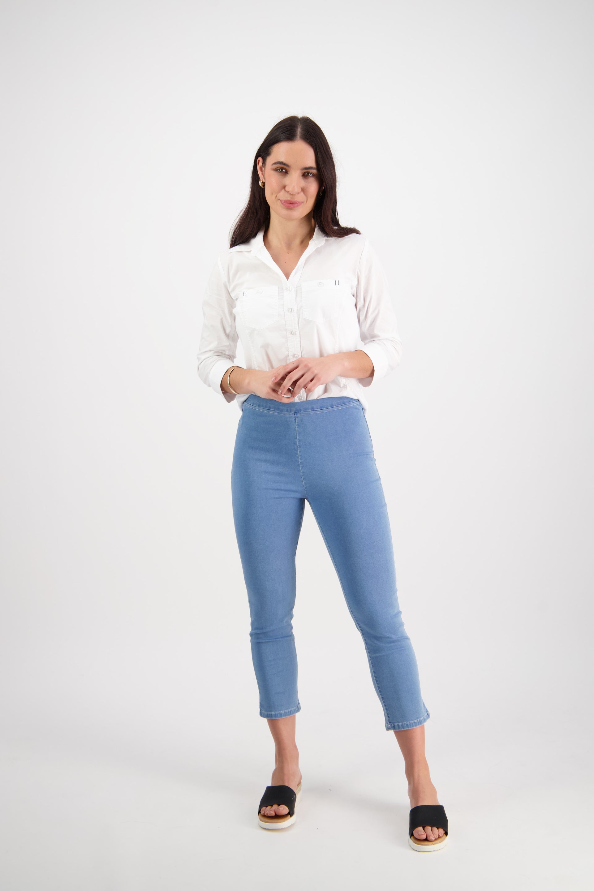 271 Ice - Skinny Leg 7/8 Length Lightweight Denim Pull-On - Vassalli