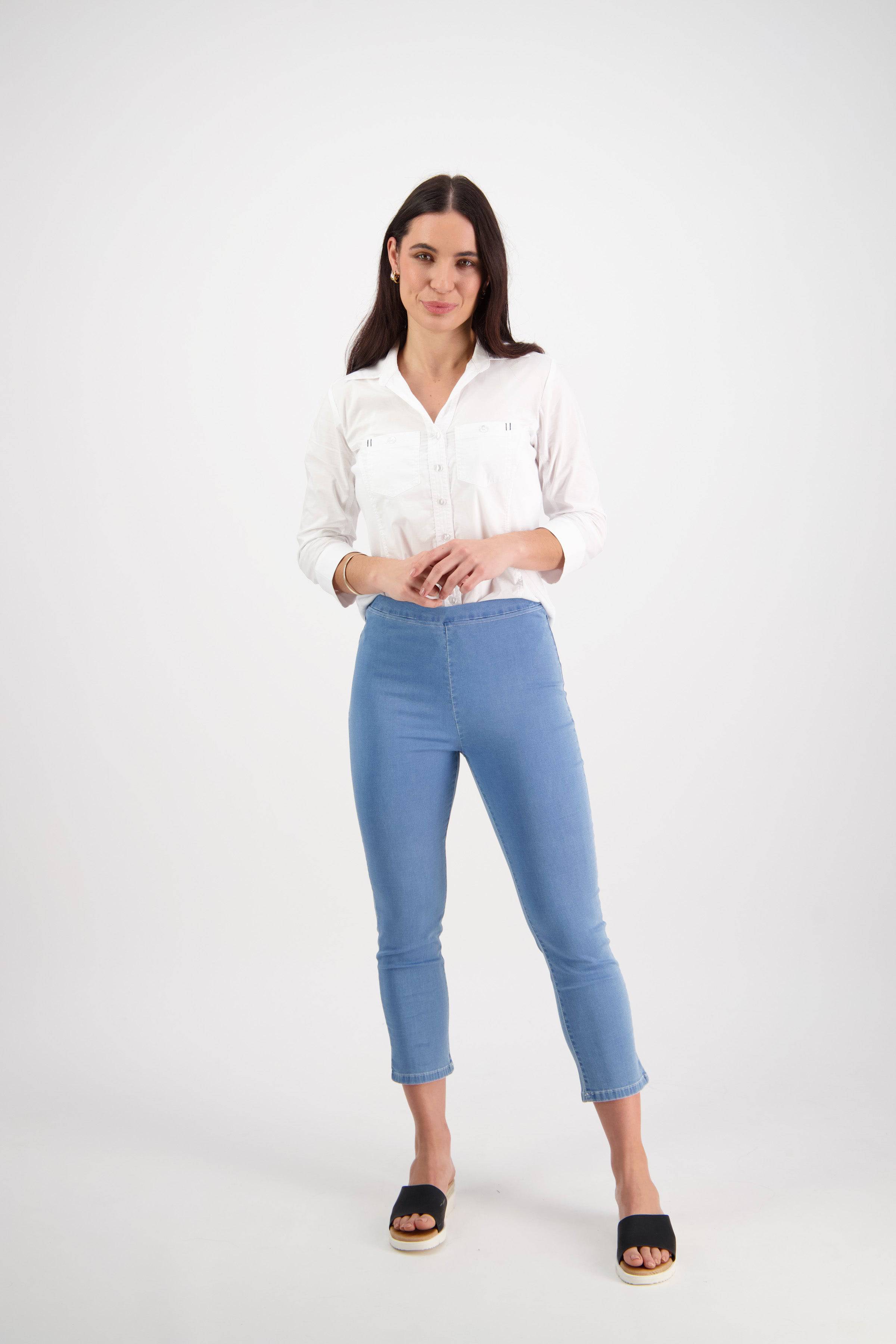 271 Ice - Skinny Leg 7/8 Length Lightweight Denim Pull-On - Vassalli