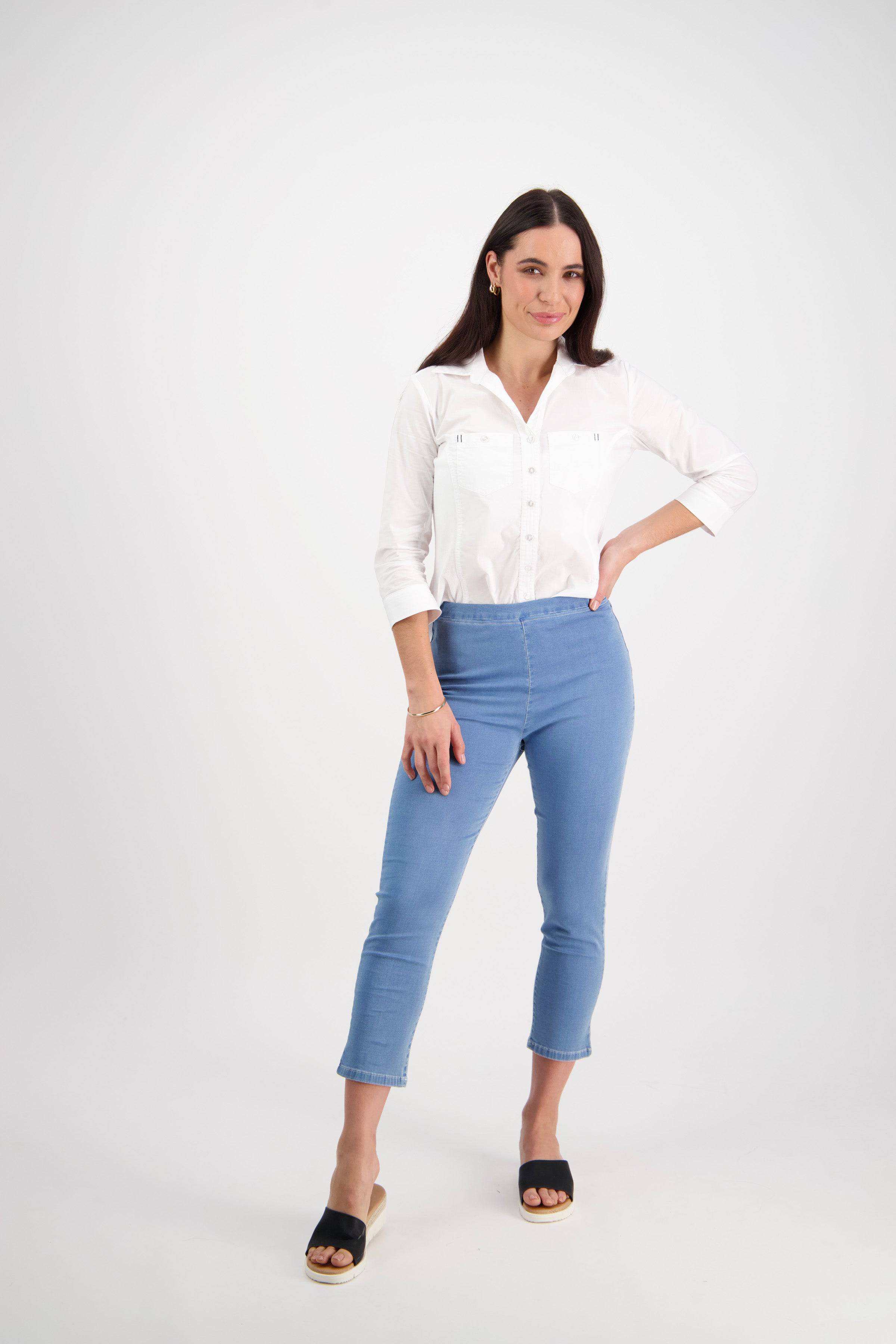 271 Ice - Skinny Leg 7/8 Length Lightweight Denim Pull-On - Vassalli