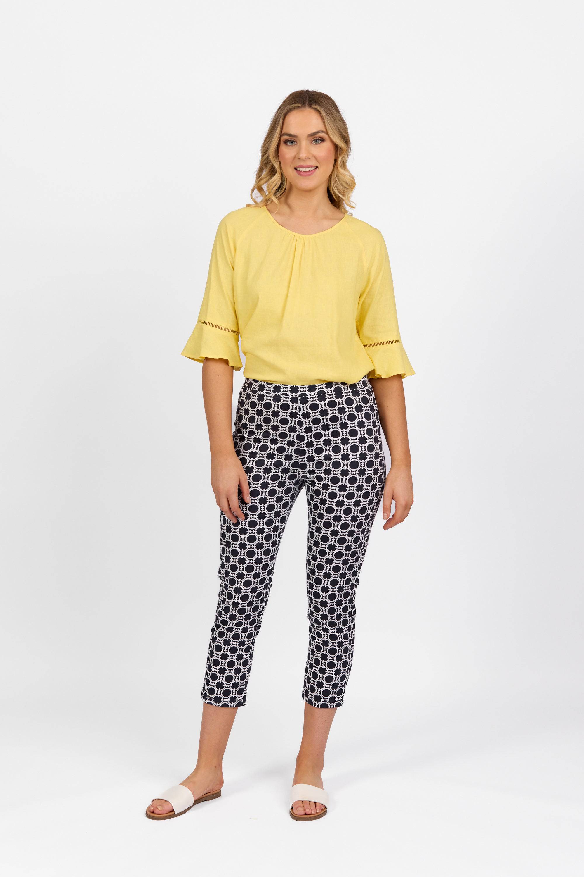 271LW Arlo - Printed Skinny Leg 7/8 Length Lightweight Pull-On - Vassalli