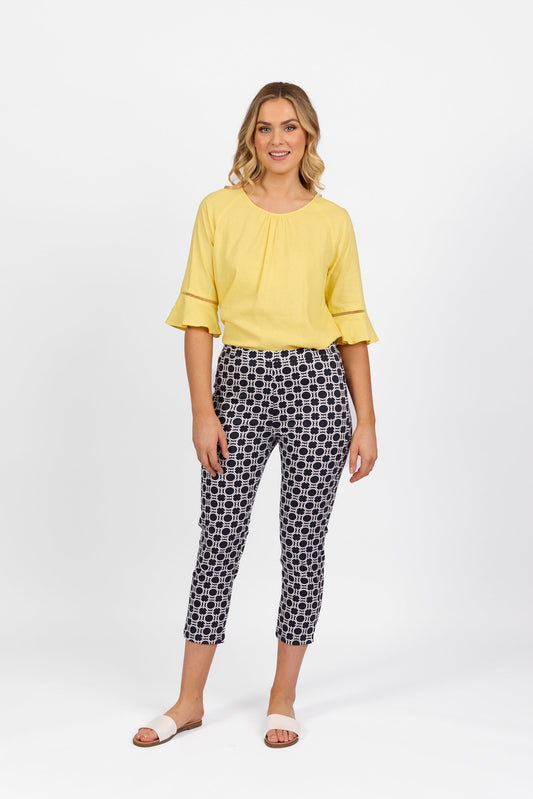 271LW Arlo - Printed Skinny Leg 7/8 Length Lightweight Pull On - Vassalli