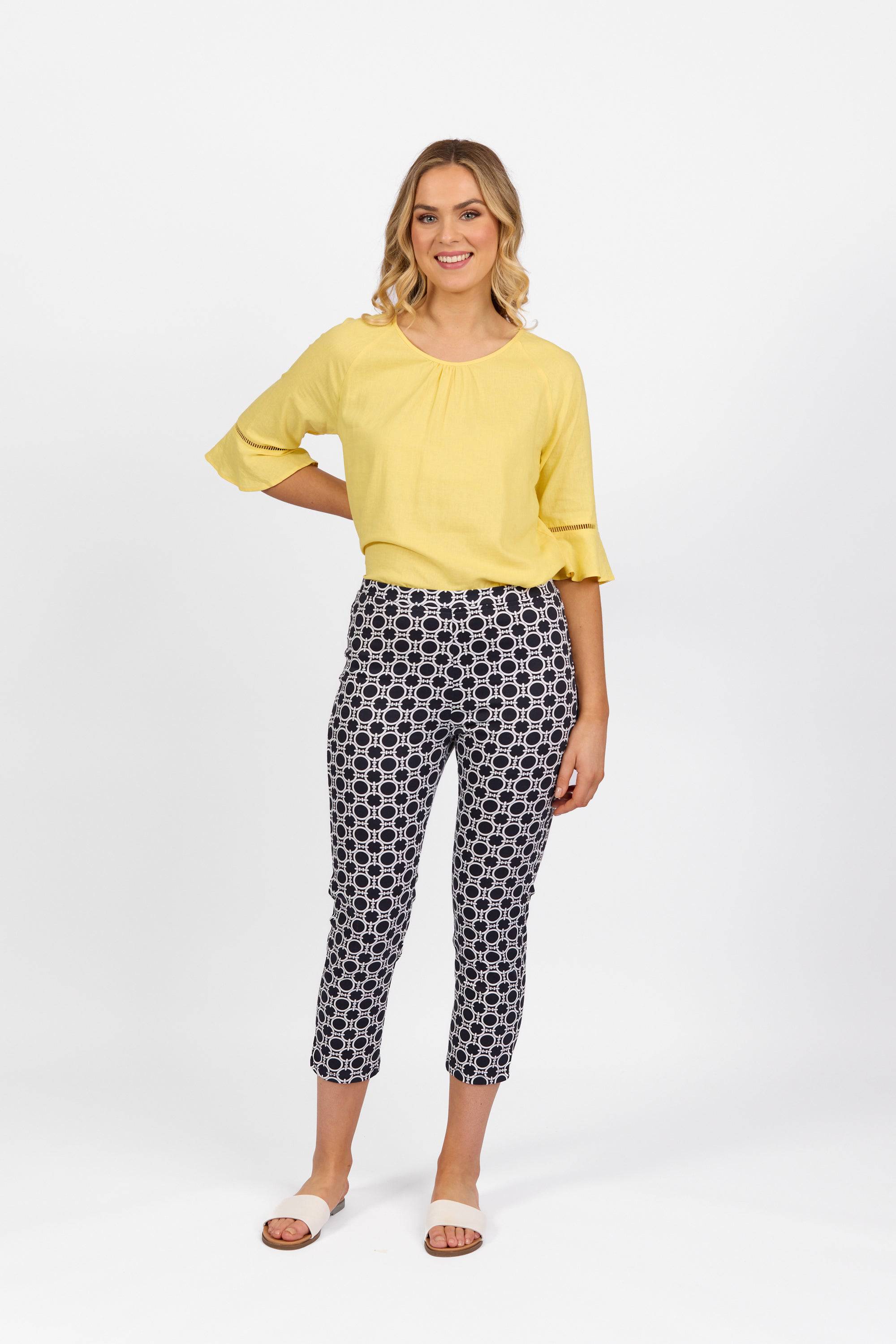 271LW Arlo - Printed Skinny Leg 7/8 Length Lightweight Pull-On - Vassalli