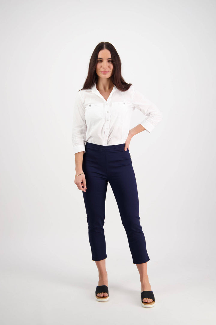271LW Navy - Plain Skinny Leg 7/8 Length Lightweight Pull-On - Vassalli