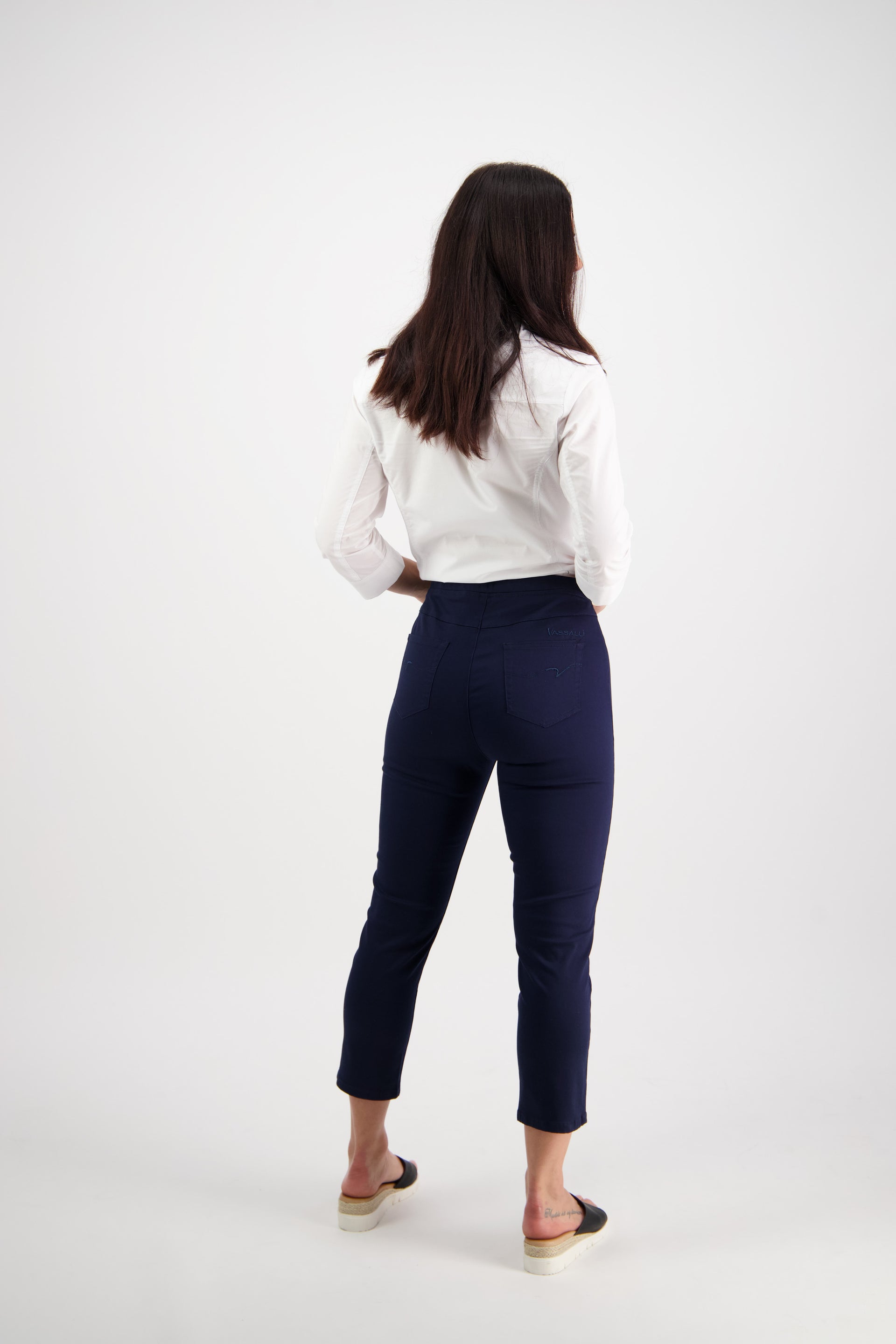 271LW Navy - Plain Skinny Leg 7/8 Length Lightweight Pull-On - Vassalli