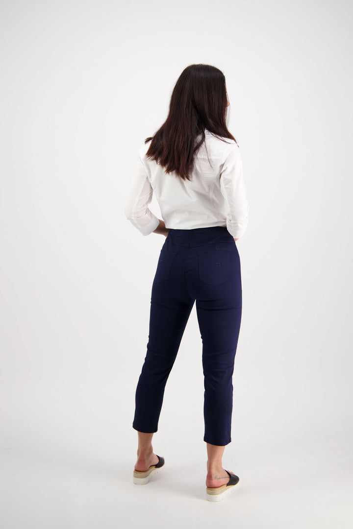 271LW Navy - Plain Skinny Leg 7/8 Length Lightweight Pull-On - Vassalli