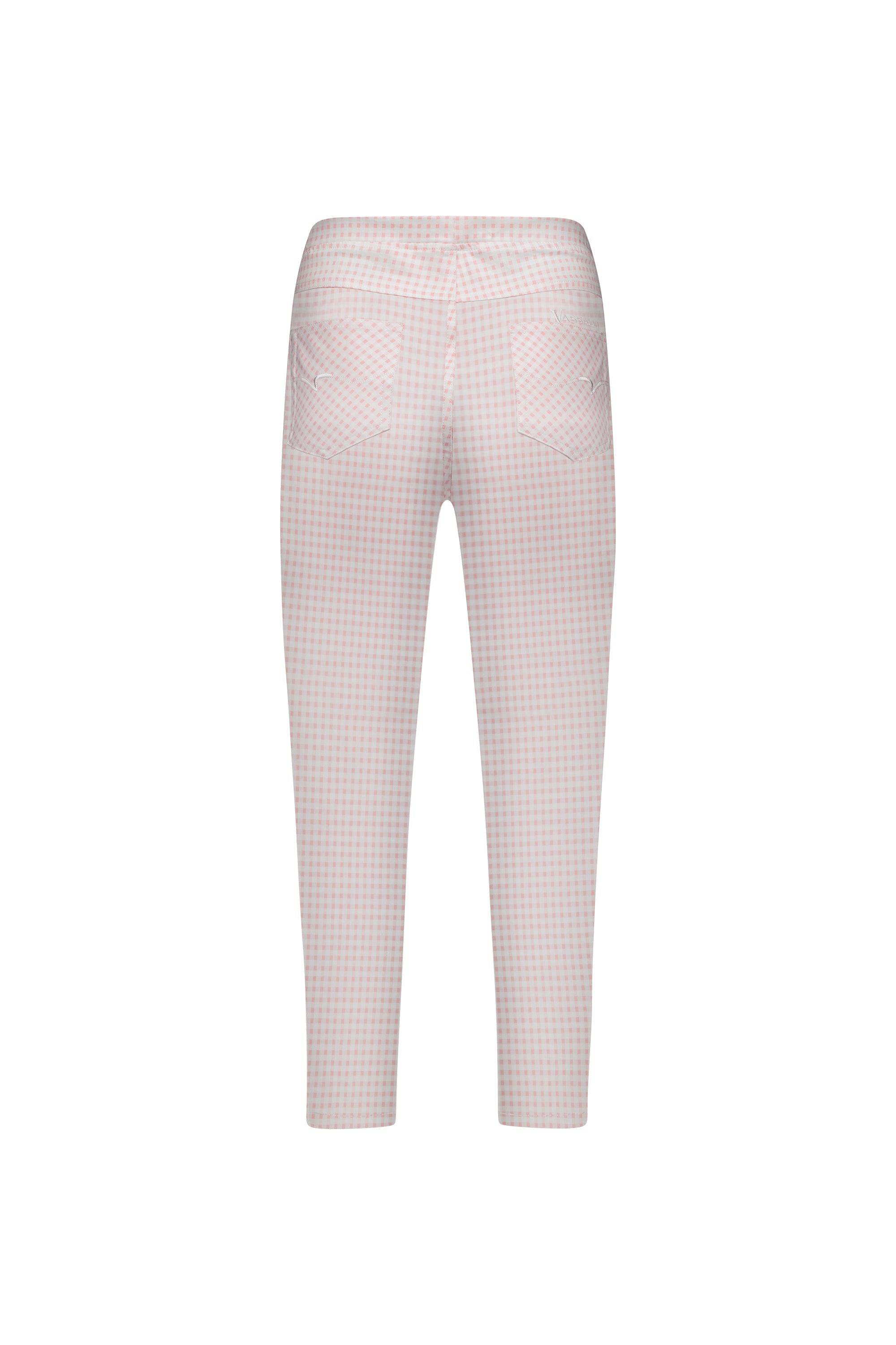 271LW Pink Gingham - Printed Skinny Leg 7/8 Length Lightweight Pull-On - Vassalli