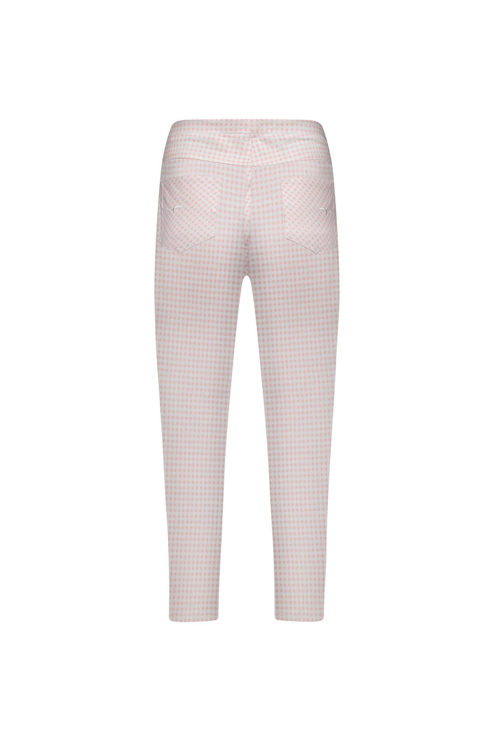 271LW Pink Gingham - Printed Skinny Leg 7/8 Length Lightweight Pull-On - Vassalli