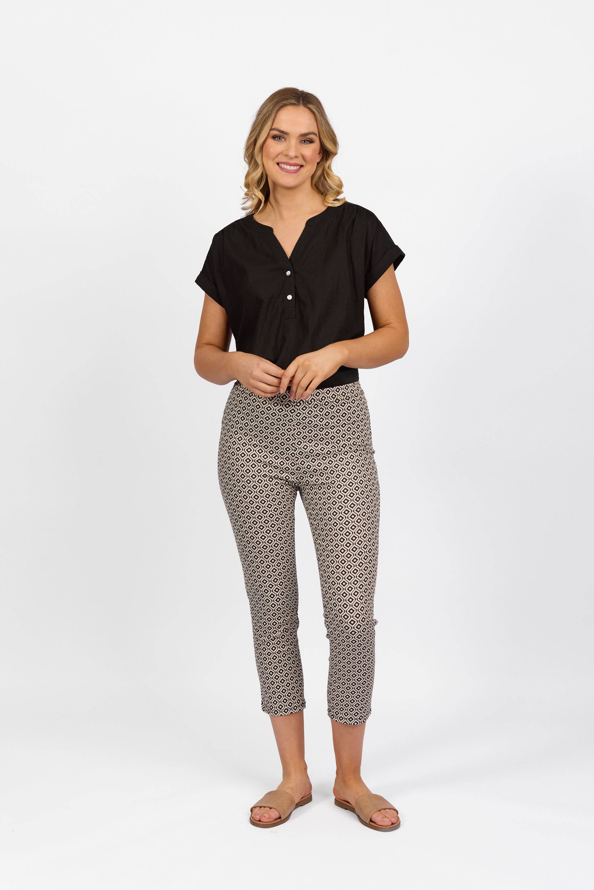 271LW Sahara - Printed Skinny Leg 7/8 Length Lightweight Pull-On - Vassalli