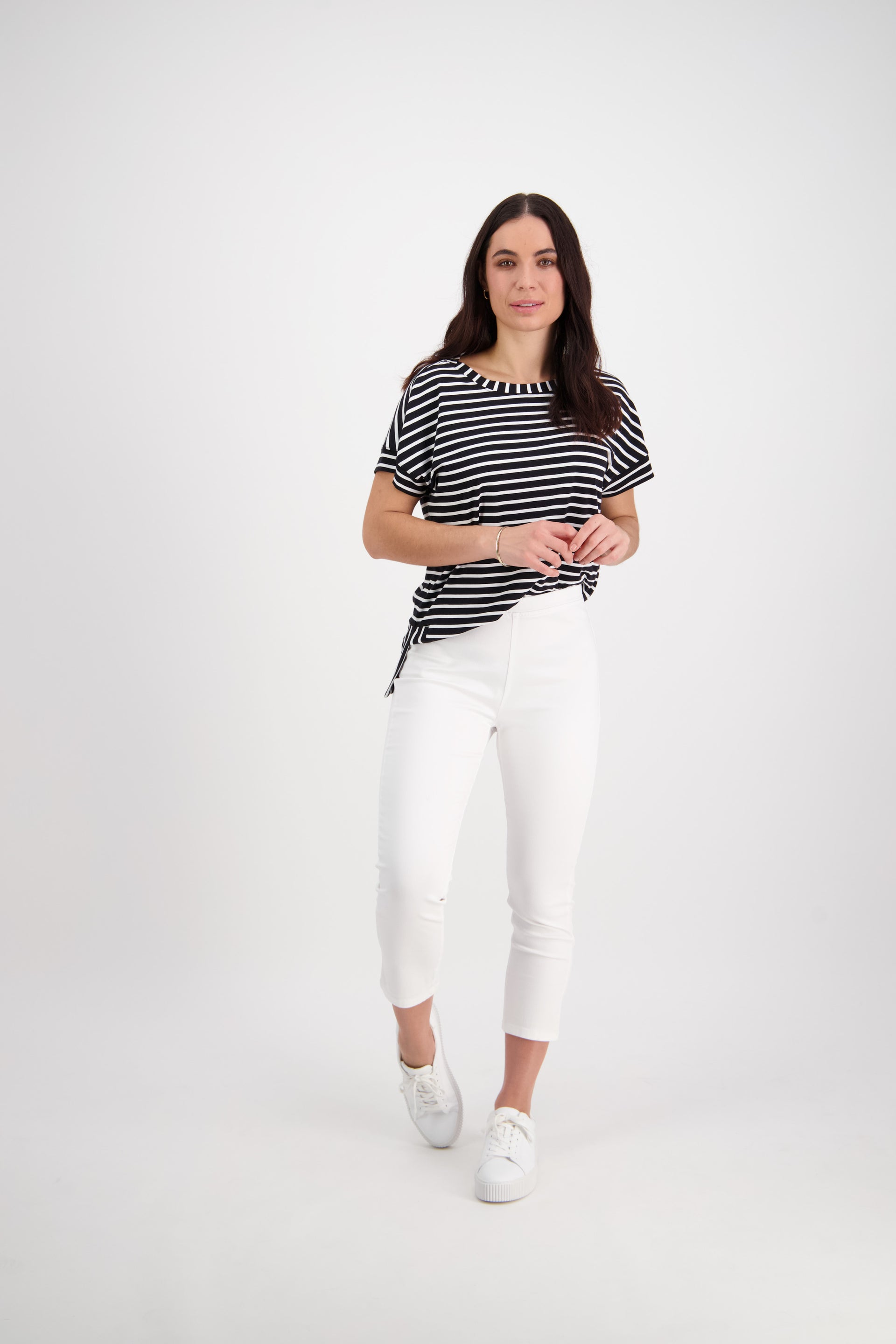 271LW White - Plain Skinny Leg 7/8 Length Lightweight Pull-On - Vassalli
