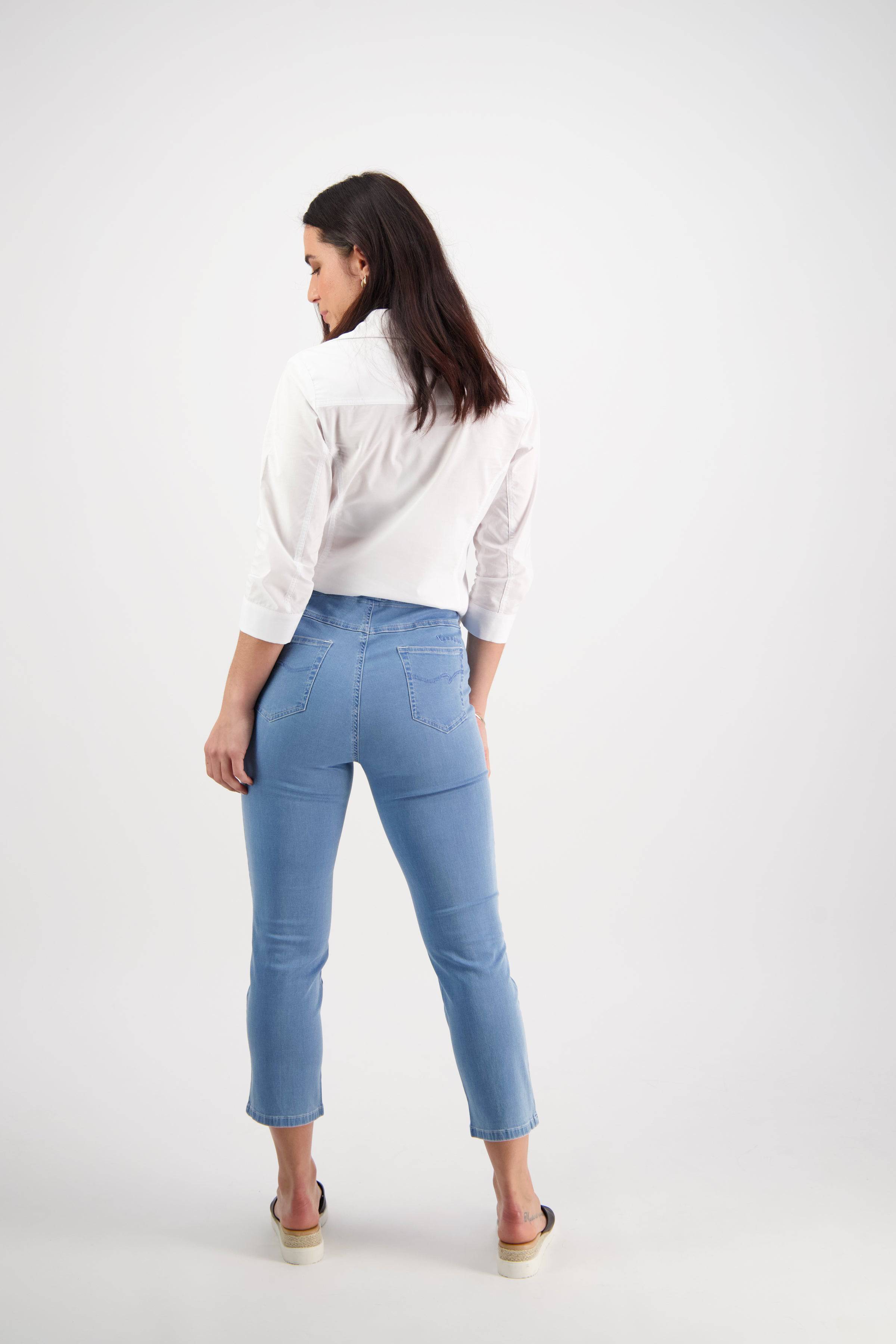 274 Ice - Slim Leg 7/8 Length Lightweight Denim Pull-On - Vassalli