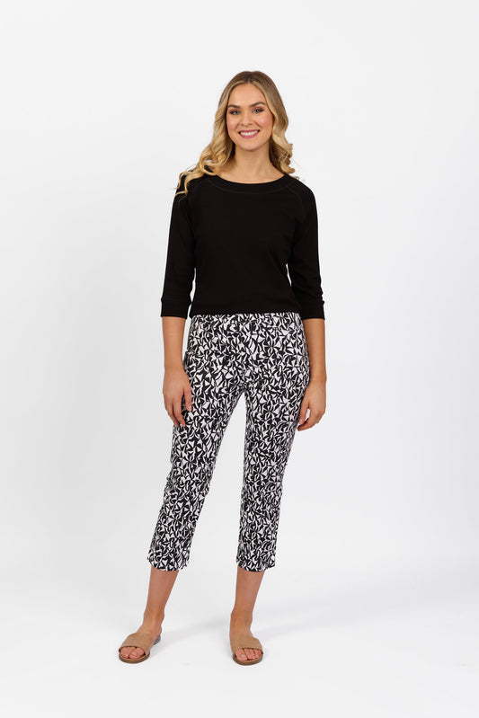 274LW Accent - Printed Slim Leg 7/8 Length Lightweight Pull On - Vassalli