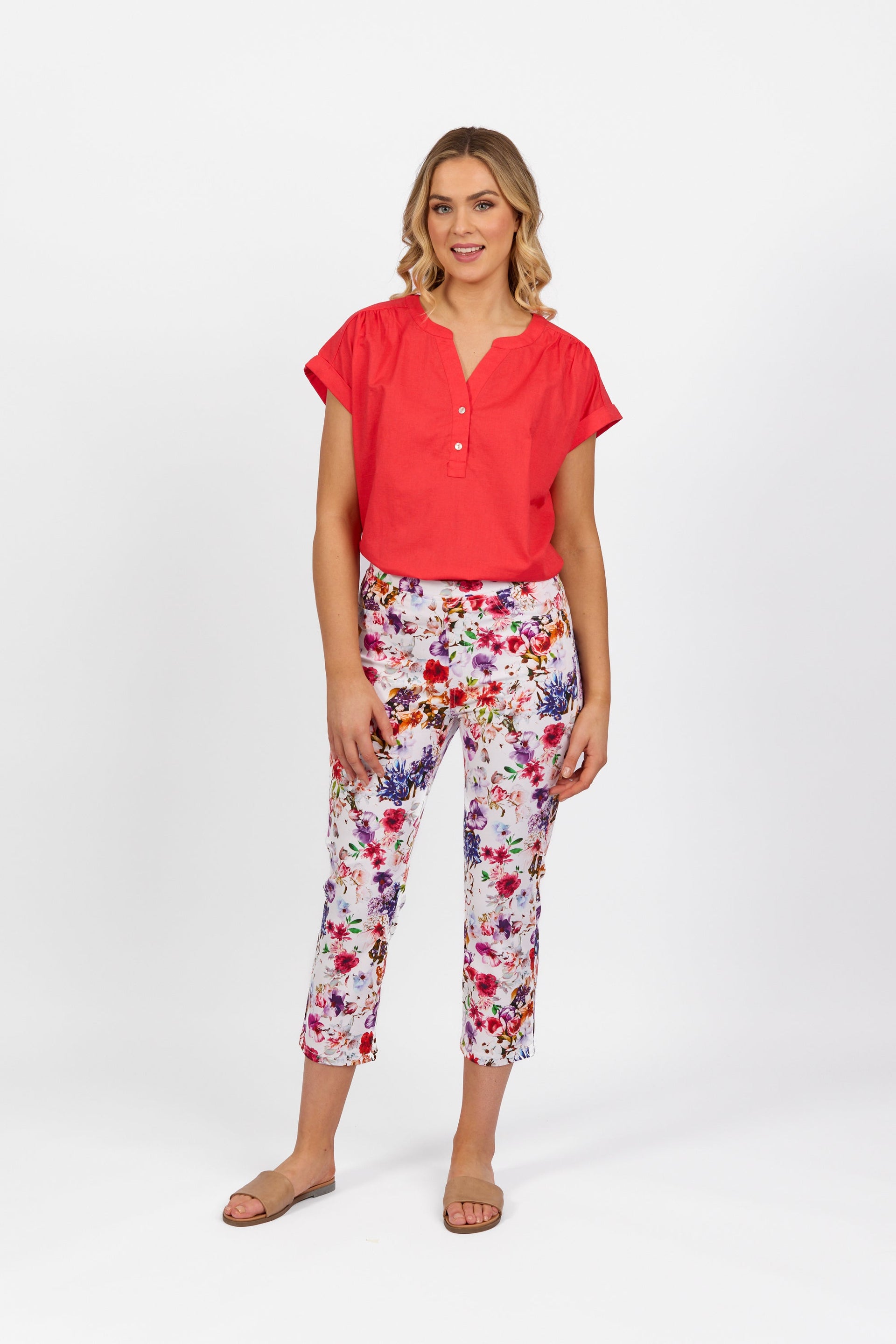 274LW Burst - Printed Slim Leg 7/8 Length Lightweight Pull-On - Vassalli