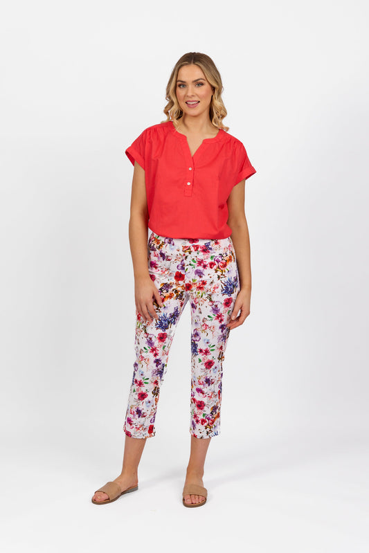 274LW Burst - Printed Slim Leg 7/8 Length Lightweight Pull On - Vassalli
