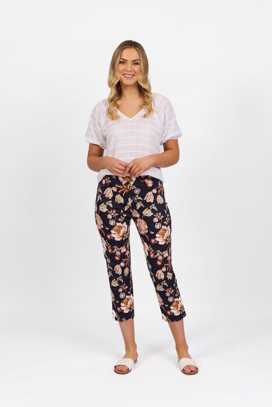 274LW Freya - Printed Slim Leg 7/8 Length Lightweight Pull On - Vassalli