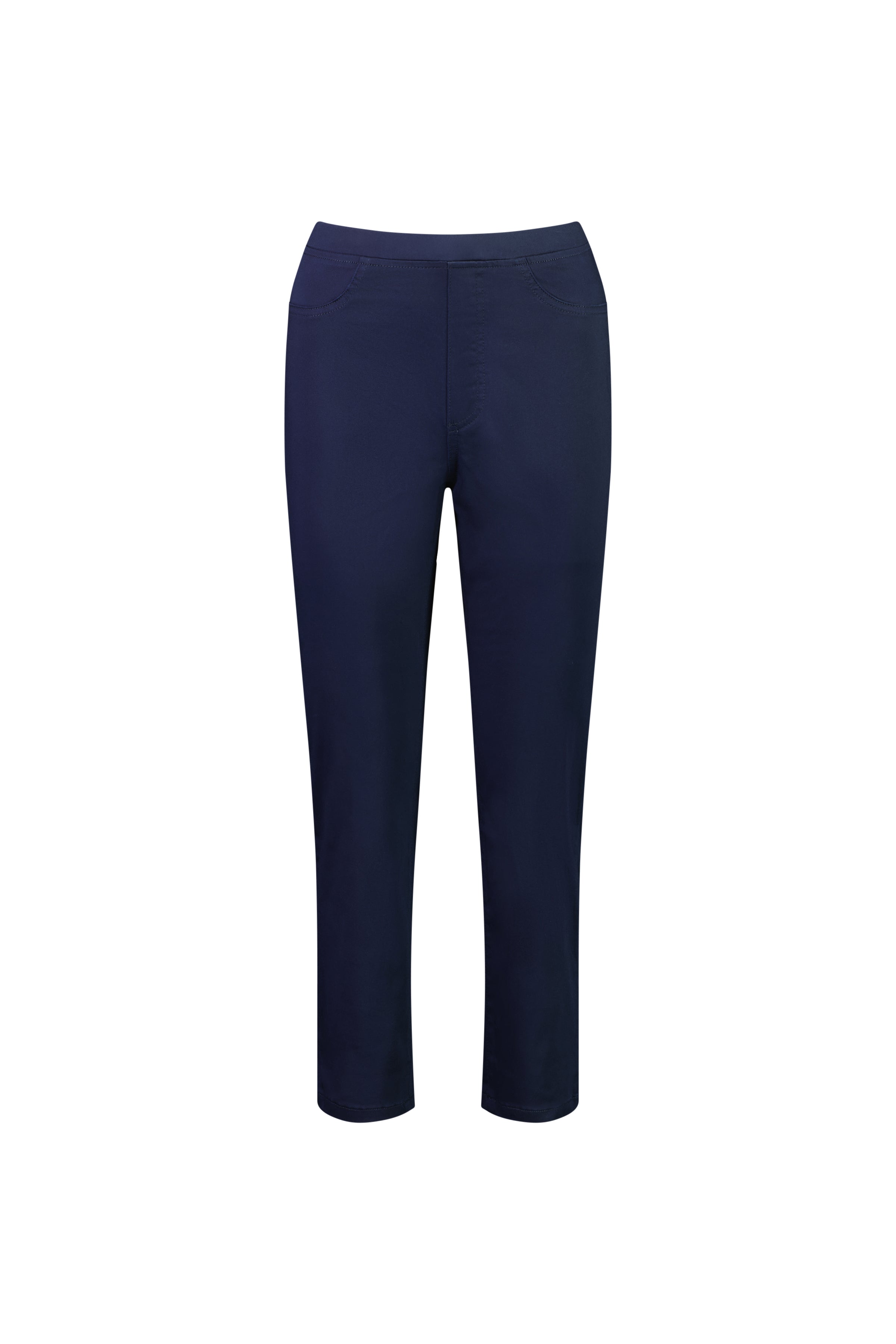 274LW Navy - Plain Slim Leg 7/8 Length Lightweight Pull-On - Vassalli