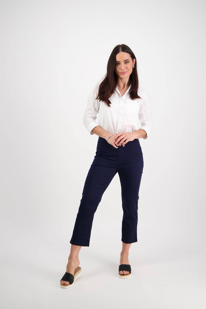 274LW Navy - Plain Slim Leg 7/8 Length Lightweight Pull-On - Vassalli
