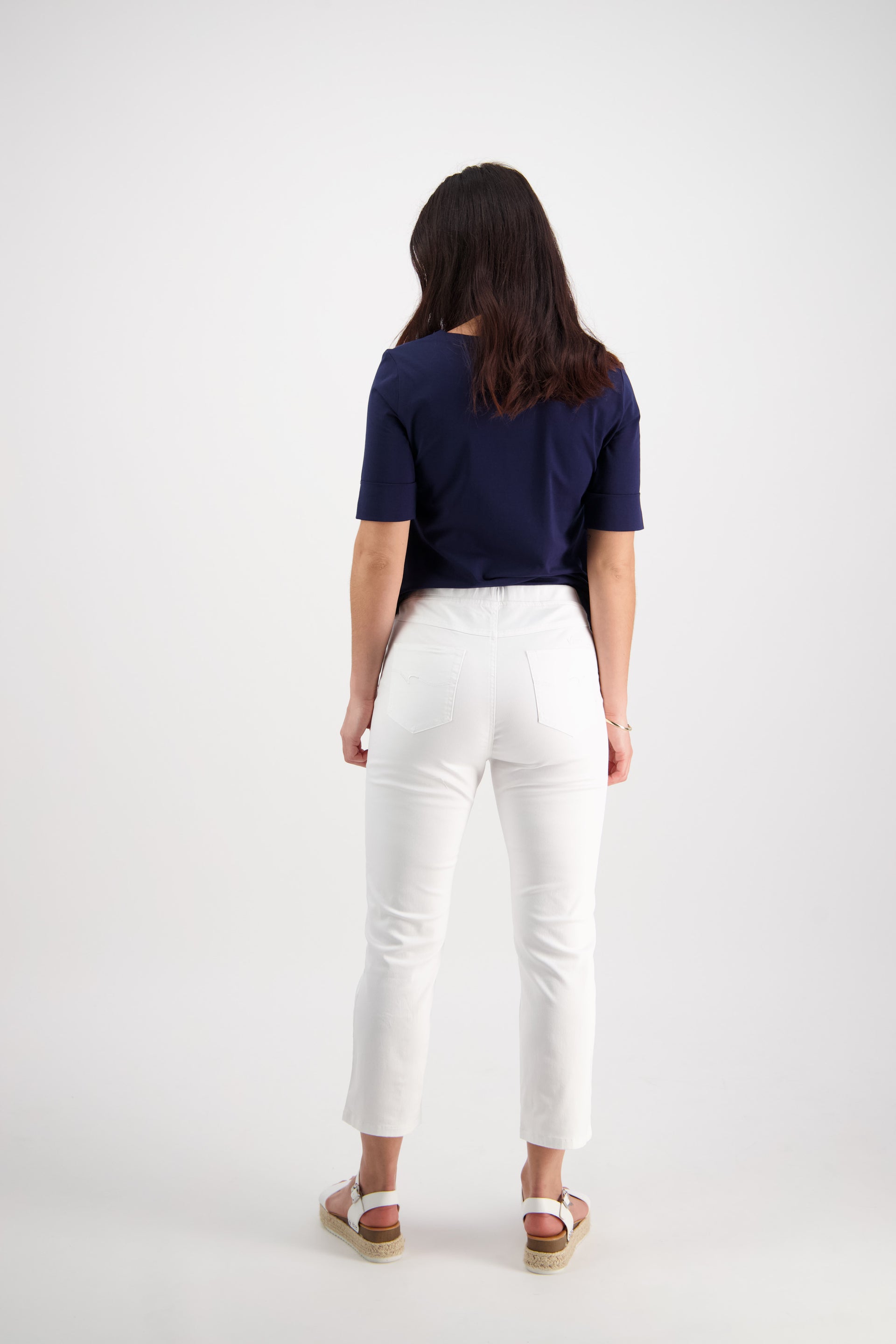 274LW White - Plain Slim Leg 7/8 Length Lightweight Pull-On - Vassalli