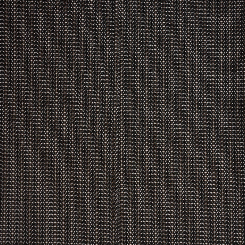 Close-up of dark brown and beige woven fabric, like that used in Vassalli's Everest Pull On - Jed pants, featuring a subtle striped pattern and a small, repetitive design created by the interwoven threads.