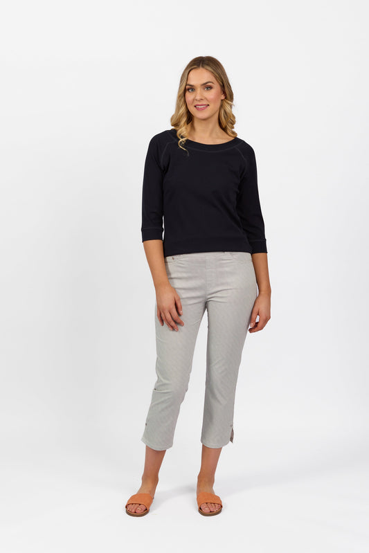 296 Hash - Slim Leg 7/8 Pull On Pant with Full Elastic Waistband - Vassalli