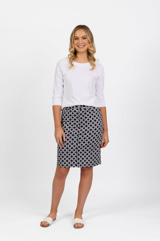 372AV Arlo - Printed Lightweight Skirt with Centre Back Vent - Vassalli