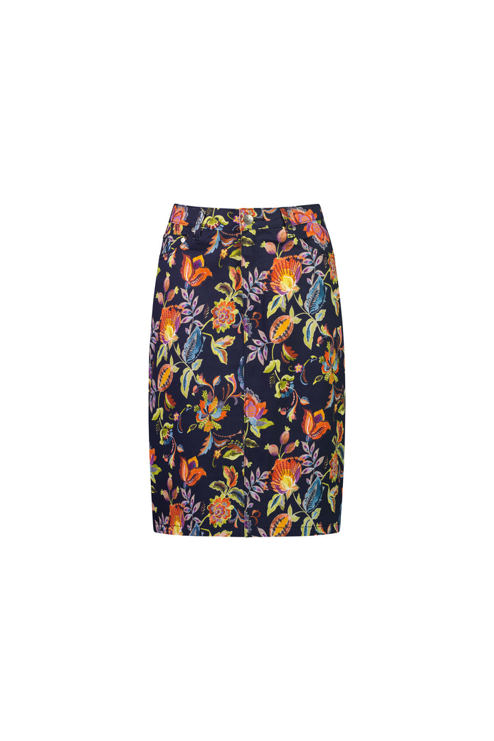 372AV Brazil - Printed Lightweight Skirt with Centre Back Vent - Vassalli