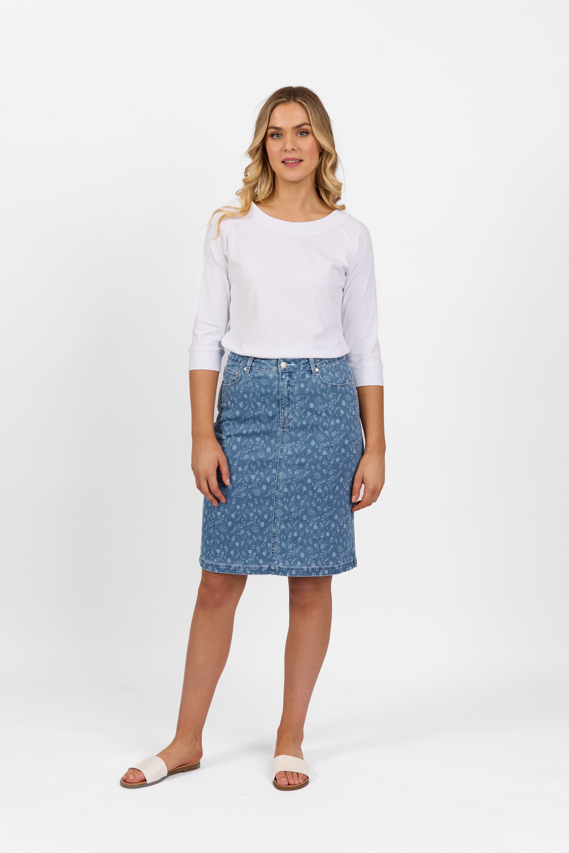 372AV Denim Skirt - Ditsy Floral - Vassalli