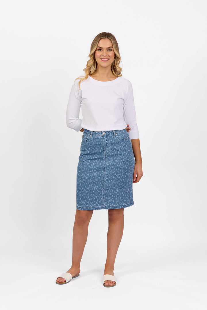 372AV Denim Skirt - Ditsy Floral - Vassalli