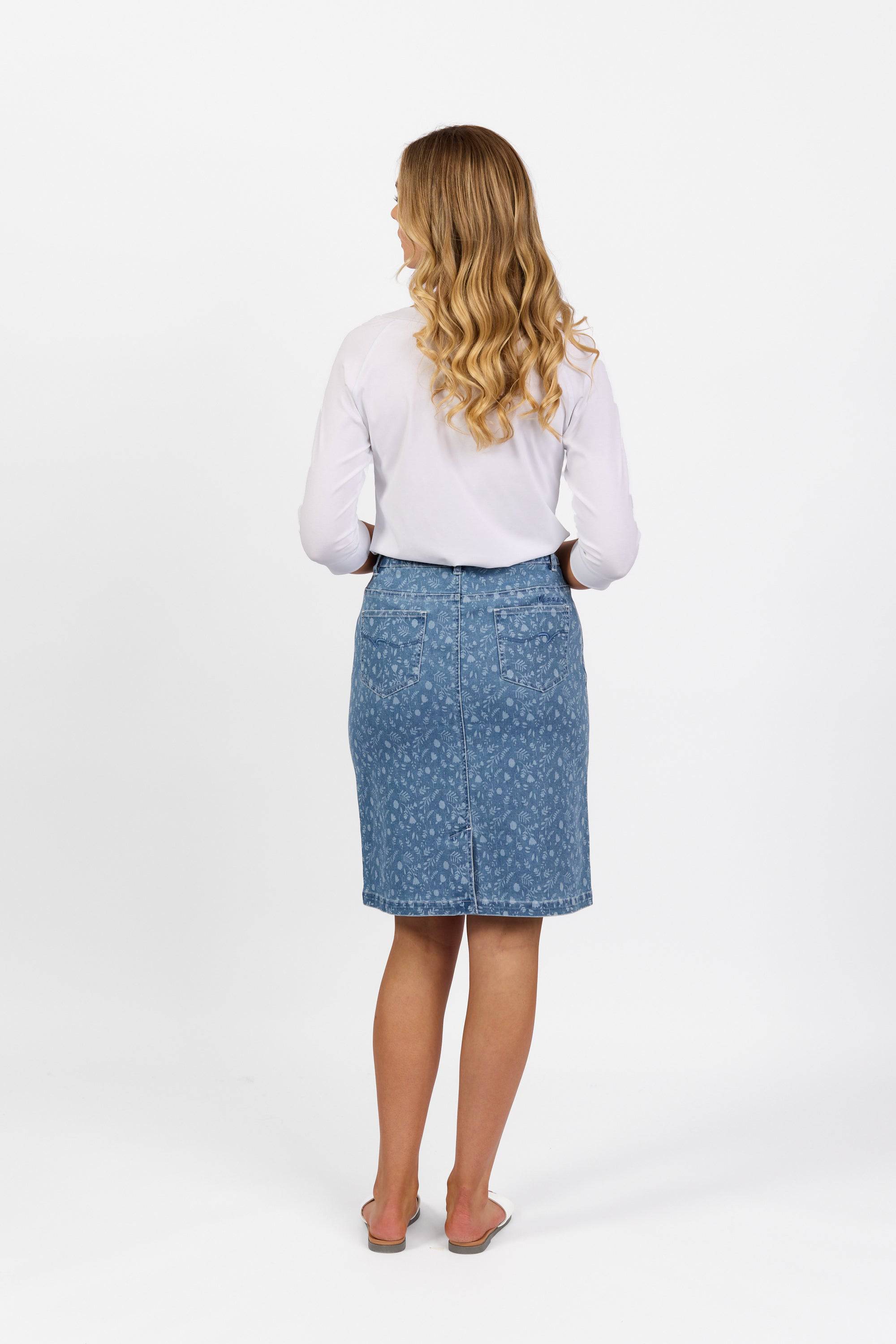 372AV Denim Skirt - Ditsy Floral - Vassalli