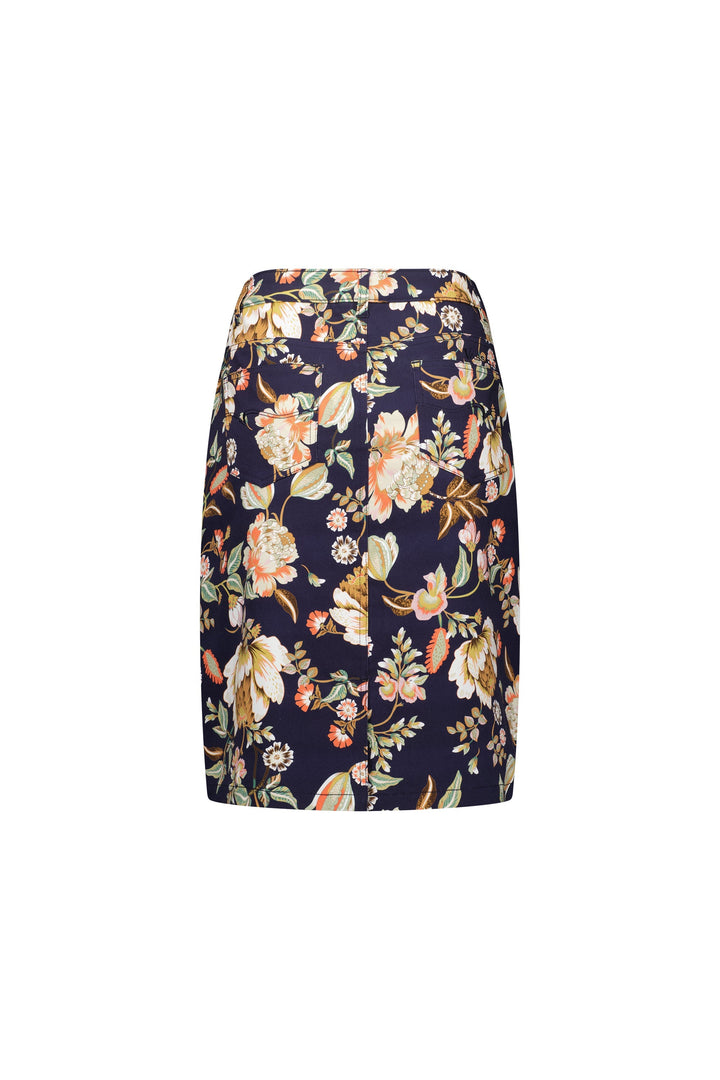 372AV Freya - Printed Lightweight Skirt with Centre Back Vent - Vassalli