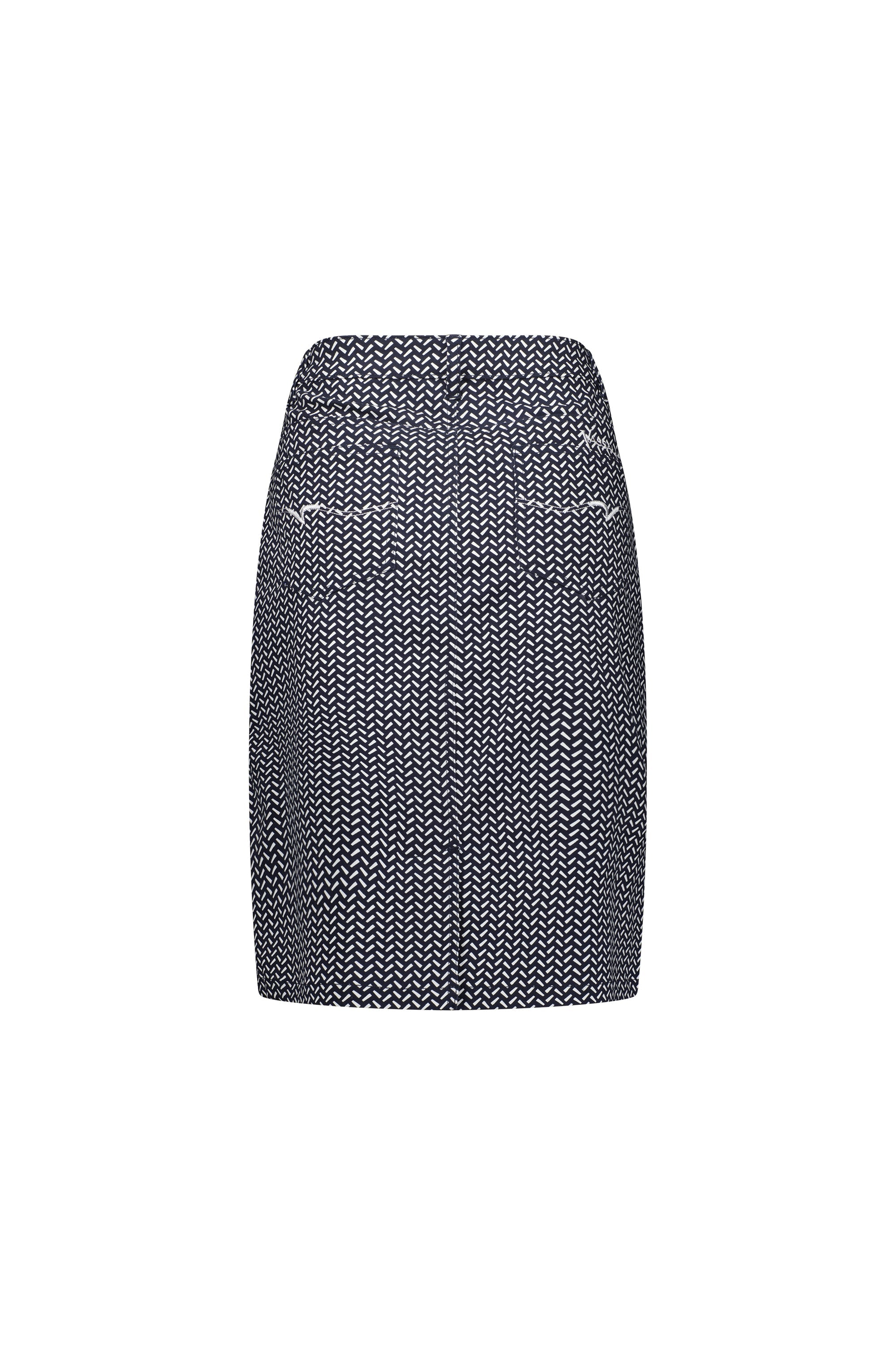 372AV Nori - Printed Lightweight Skirt with Centre Back Vent - Vassalli