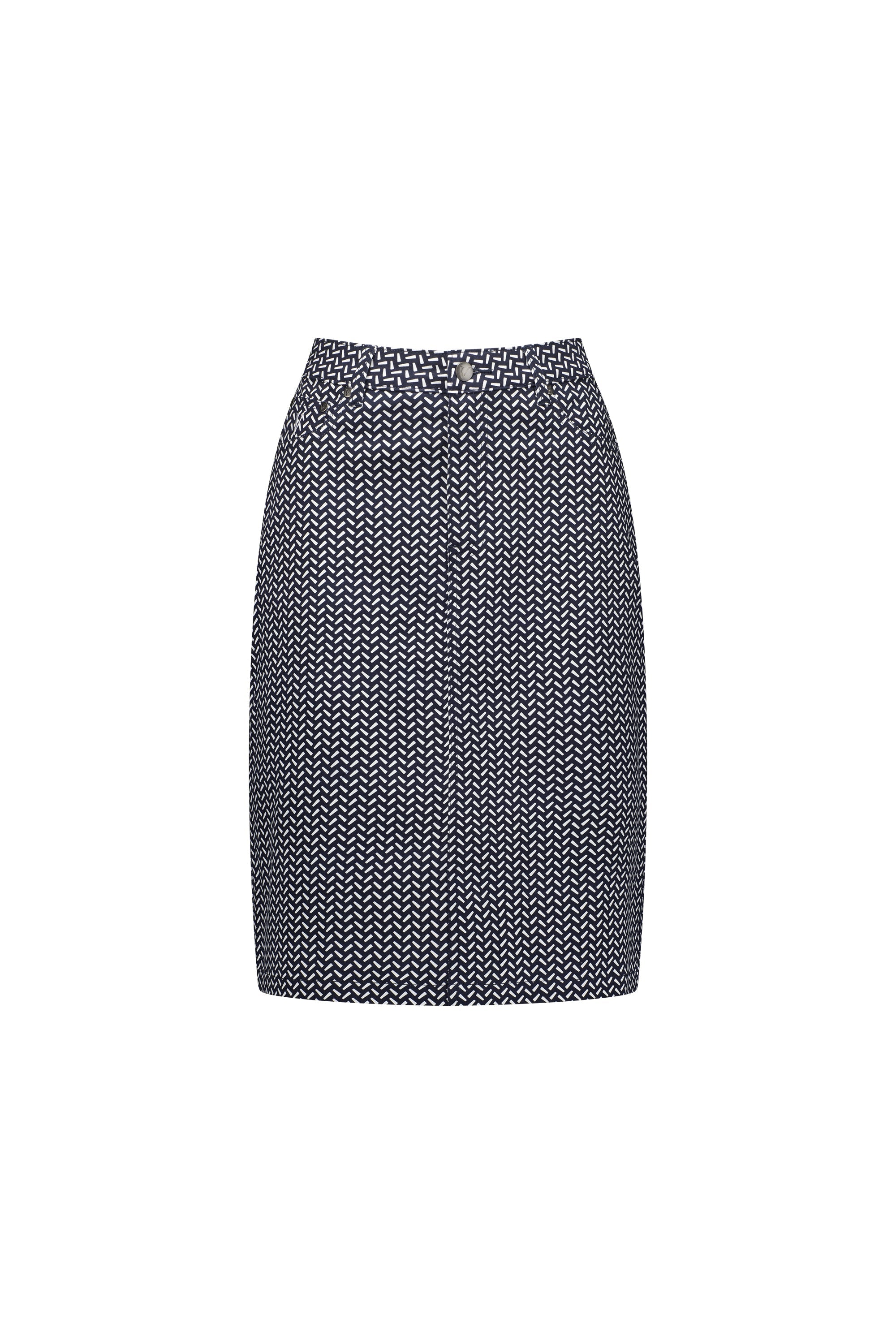 372AV Nori - Printed Lightweight Skirt with Centre Back Vent - Vassalli