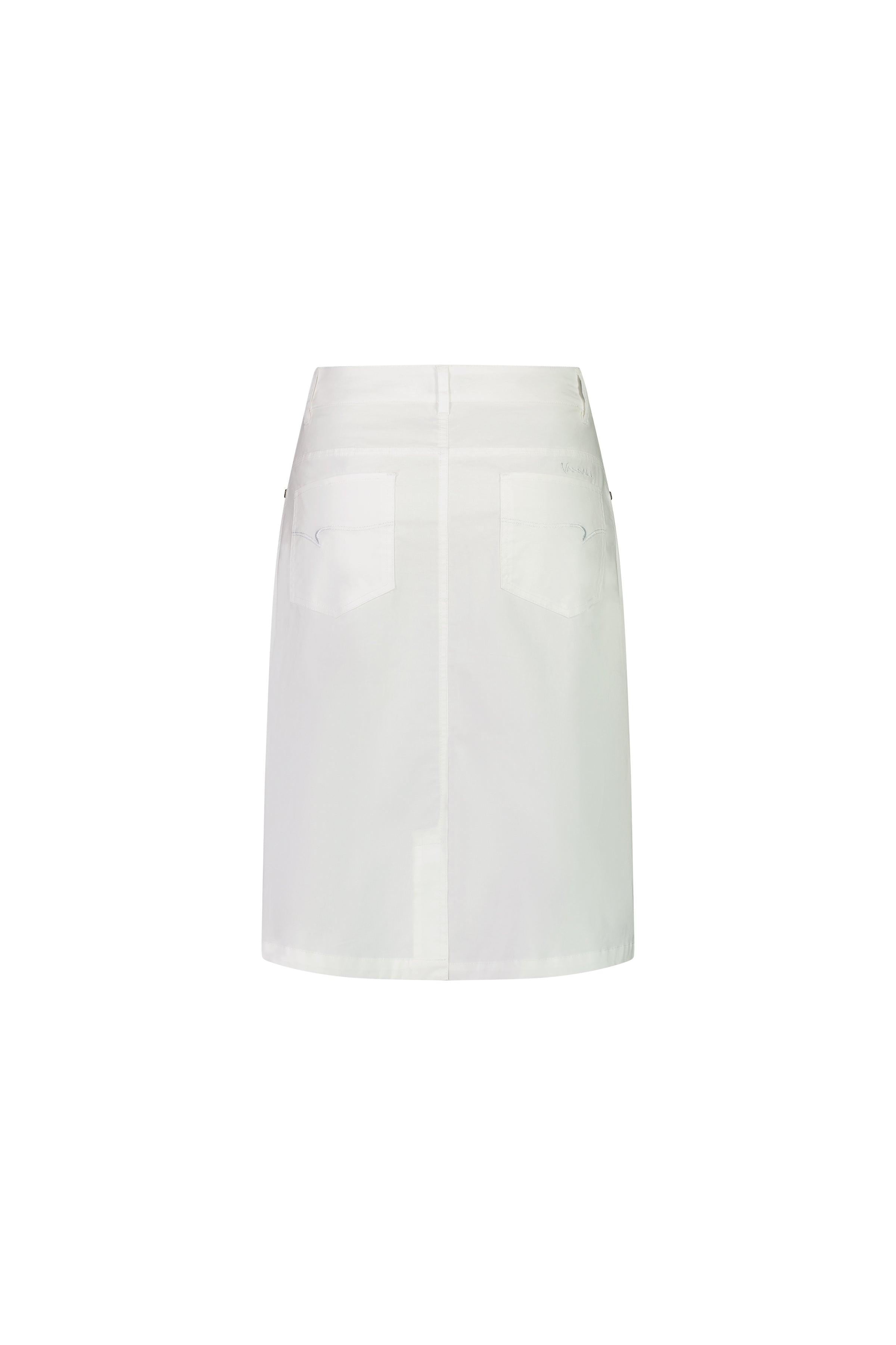 372AVP White - Poplin Skirt with Back Vent - Vassalli