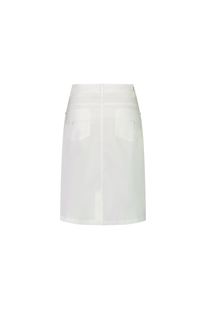372AVP White - Poplin Skirt with Back Vent - Vassalli