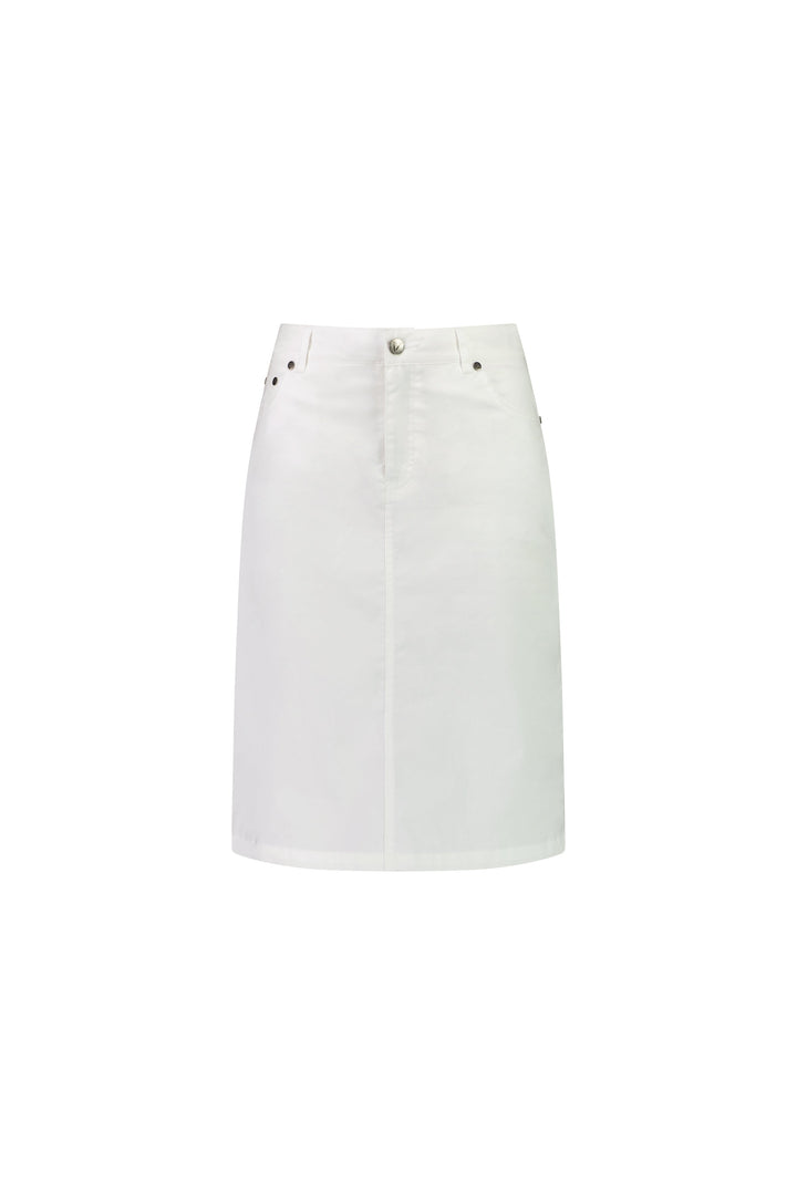 372AVP White - Poplin Skirt with Back Vent - Vassalli