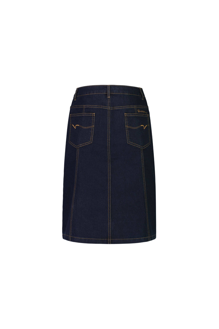 372CS Indigo Denim - Contrast Stitch Denim Skirt - Vassalli