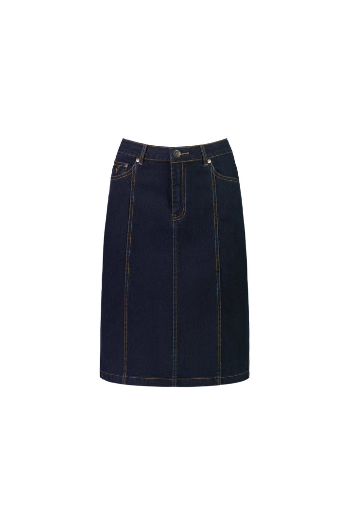 372CS Indigo Denim - Contrast Stitch Denim Skirt - Vassalli