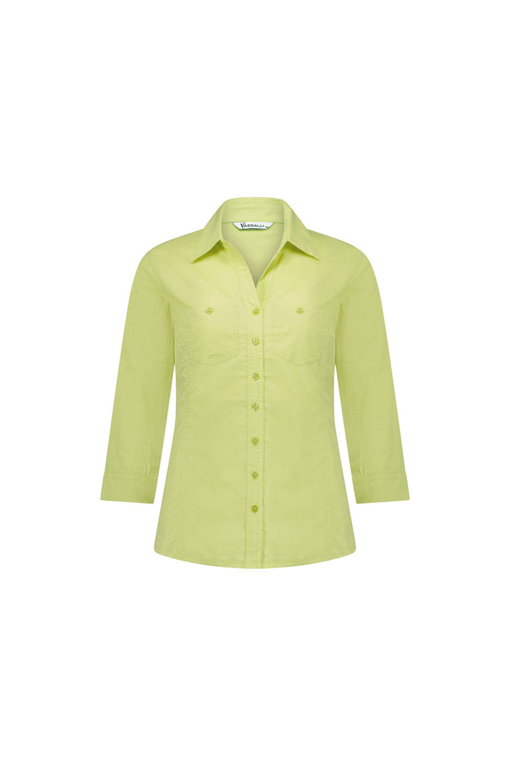 4032 Apple - Plain Button-Up Shirt with Rib Panels - Vassalli